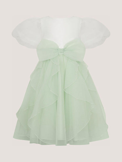 Dsiney Kidz - Monsoon Green Raphela Puff Sleeve Bow Party Dress image 2