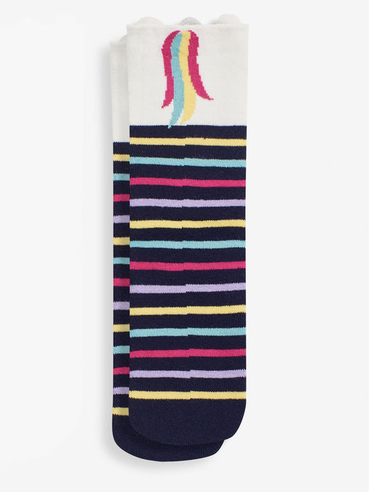 JoJo Maman Bébé Navy Unicorn Welly Socks image 1