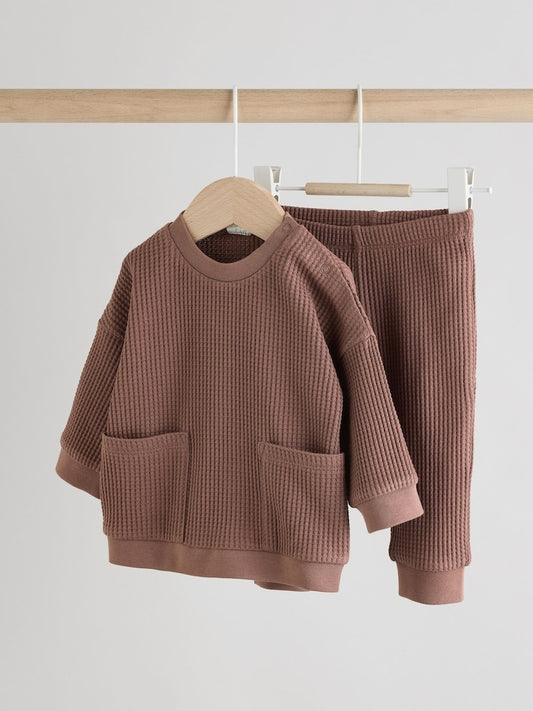 Chocolate Brown 100% Cotton Top and Joggers Baby 2 Piece Set (0mths-2yrs)