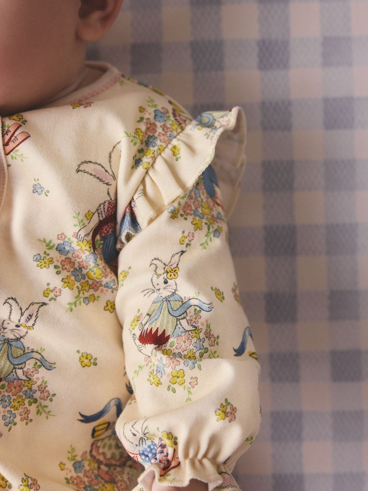 Cream Bunny Cath Kidson Bunny Baby Sleepsuit