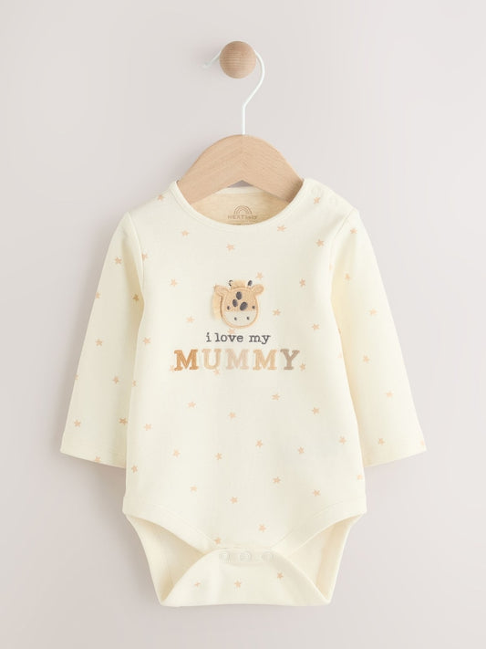 Cream Giraffe I Love My Mummy Baby Bodysuits 1 Pack