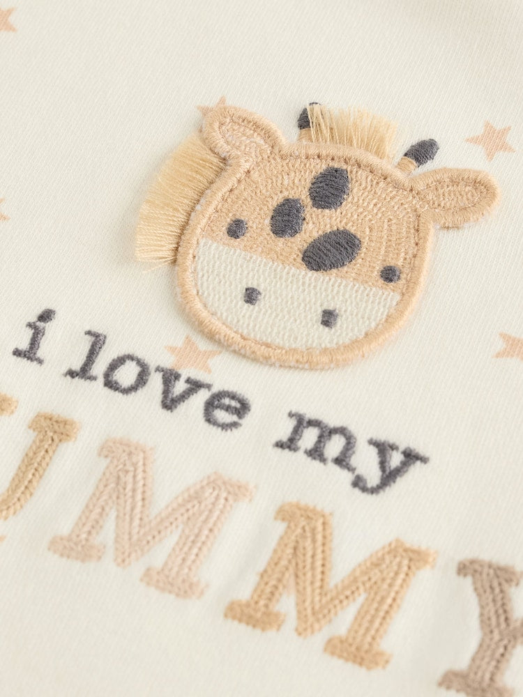 Cream Giraffe I Love My Mummy Baby Bodysuits 1 Pack