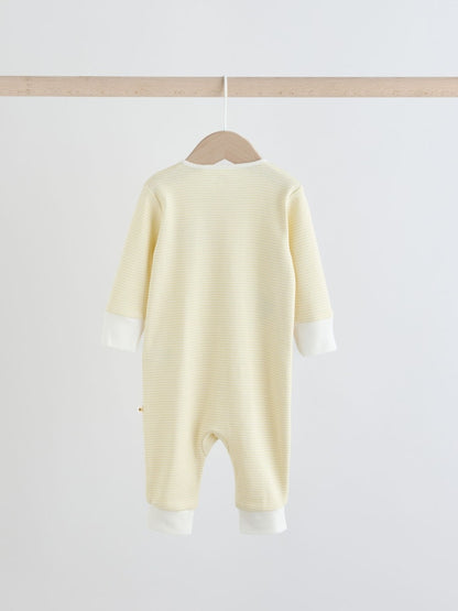 Cream Hamish Two Way Zip Baby Sleepsuits 3 Pack (0mths-3yrs)