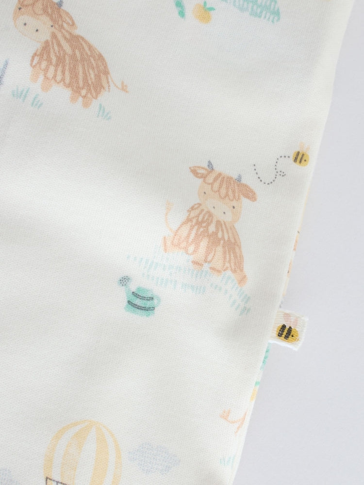 Cream Hamish Two Way Zip Baby Sleepsuits 3 Pack (0mths-3yrs)