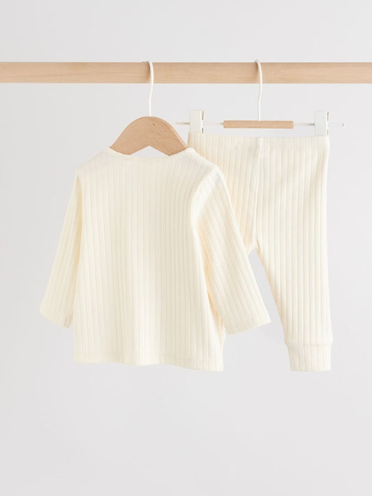 Cream Hello World Top and Leggings Baby Set (0-18mths)