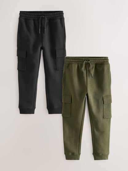 Dsiney Kidz - Black/Green Slim Fit Cargo Joggers 2 Pack (3-16yrs) image 1