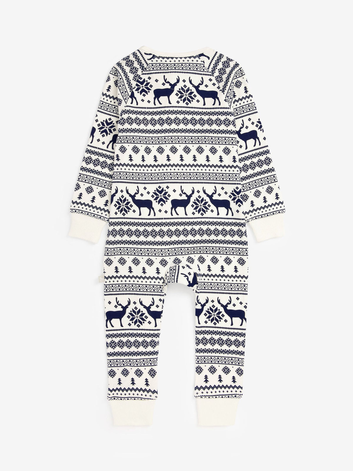 The Little Tailor Cream Reindeer Christmas Fairisle Pattern 100% Cotton All-In-One - image 5