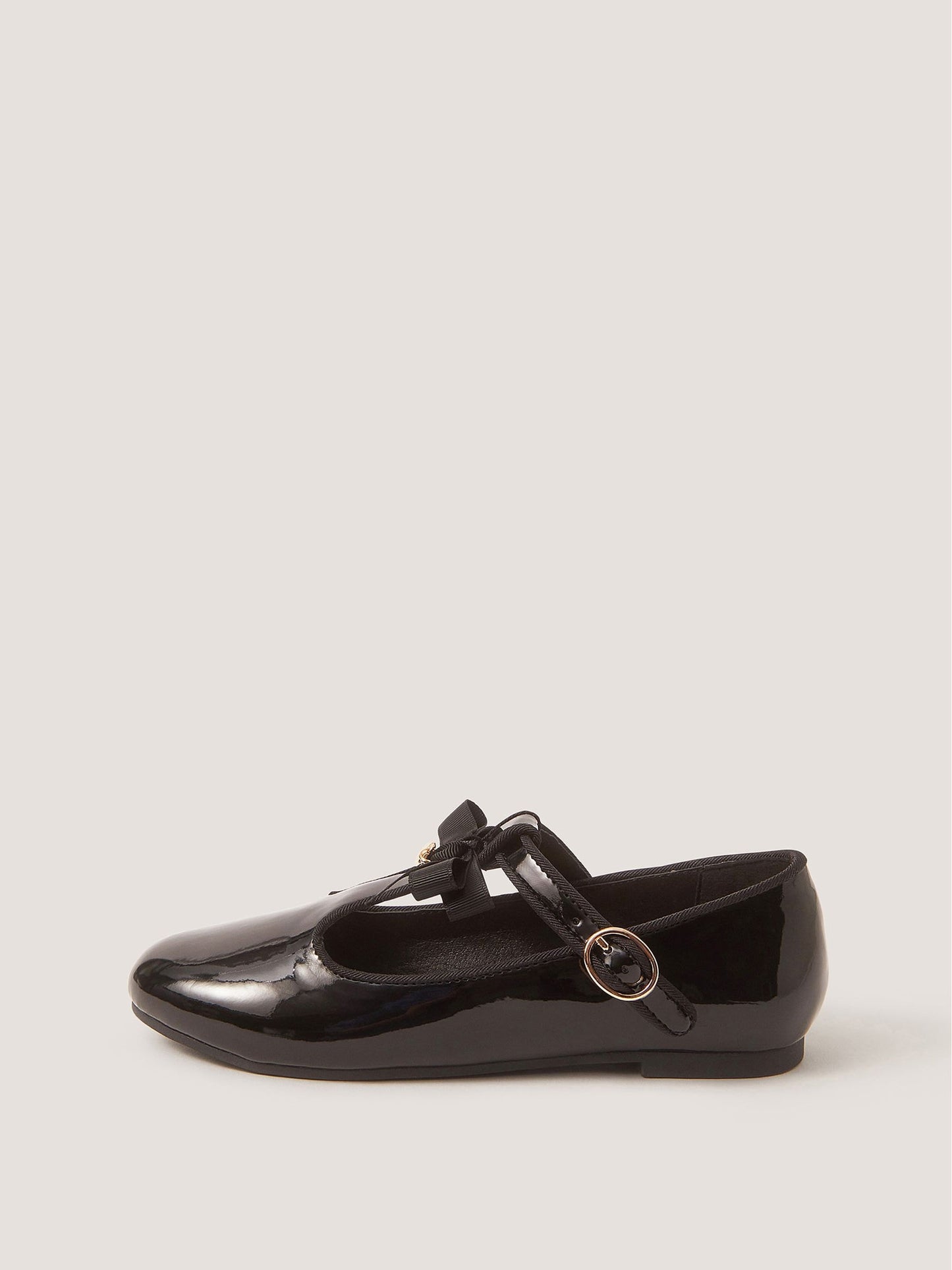 Monsoon Black Bow Patent Mary Jane School Shoes image 2
