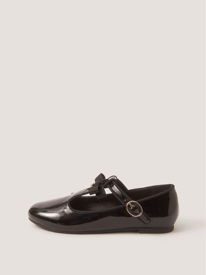 Monsoon Black Bow Patent Mary Jane School Shoes image 2