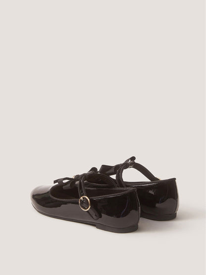 Monsoon Black Bow Patent Mary Jane School Shoes image 3