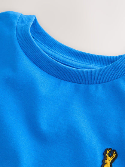 Dsiney Kidz - Blue Short Sleeve Stag Embroidered T-Shirts 4 Pack (3-16yrs) image 8