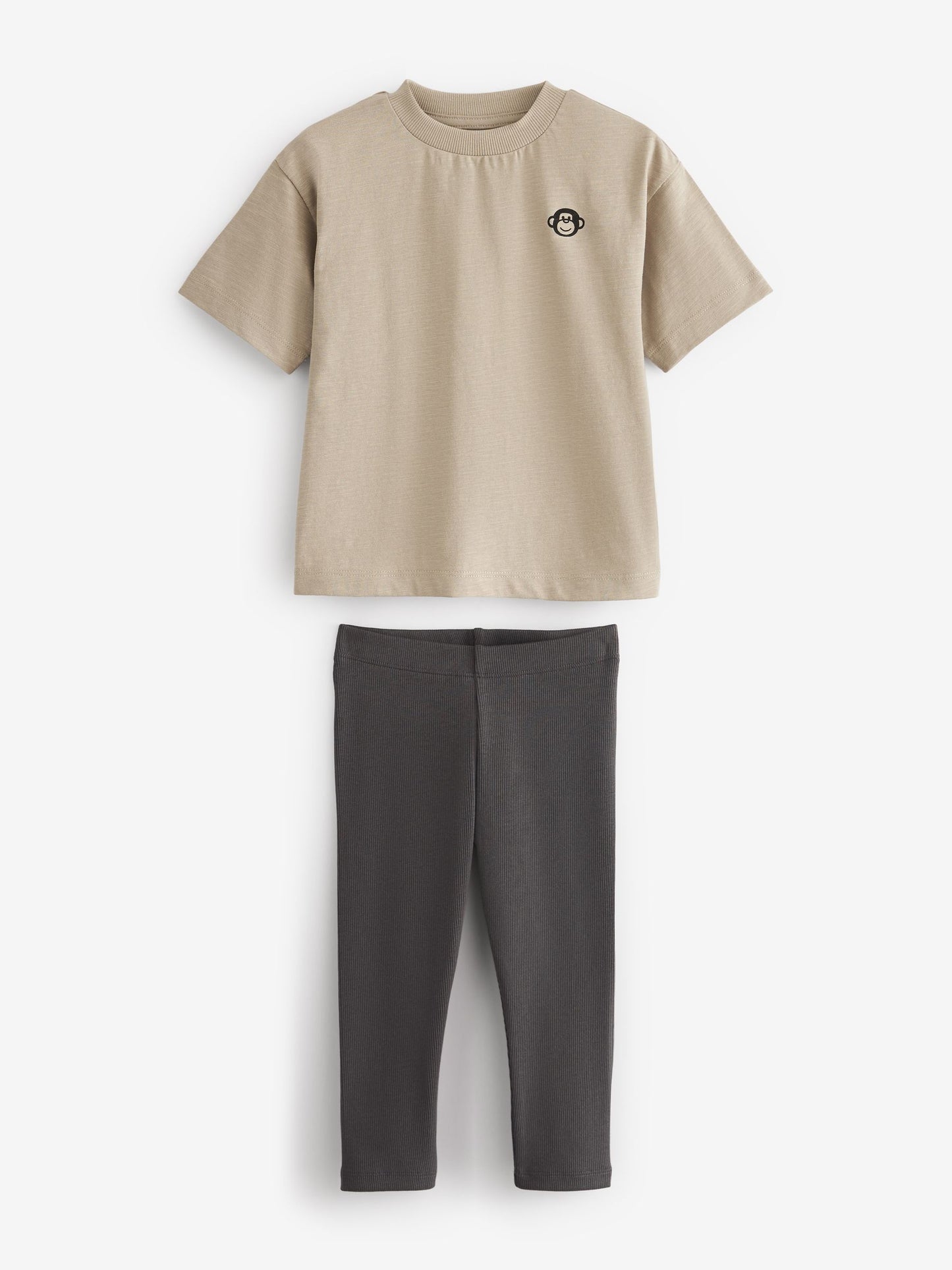Neutral Oversized Short Sleeves 100% Cotton T-Shirt and Leggings Set (3mths-7yrs) image 5