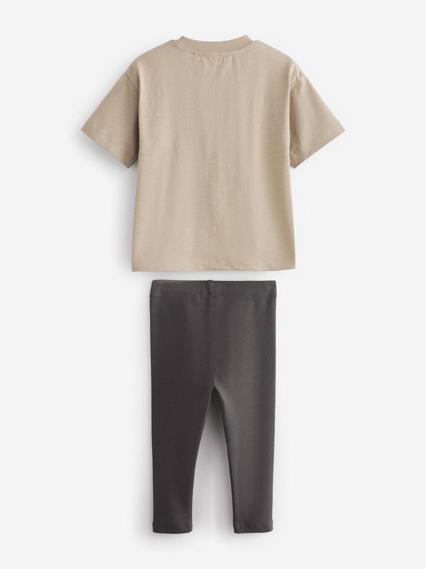 Neutral Oversized Short Sleeves 100% Cotton T-Shirt and Leggings Set (3mths-7yrs) image 6