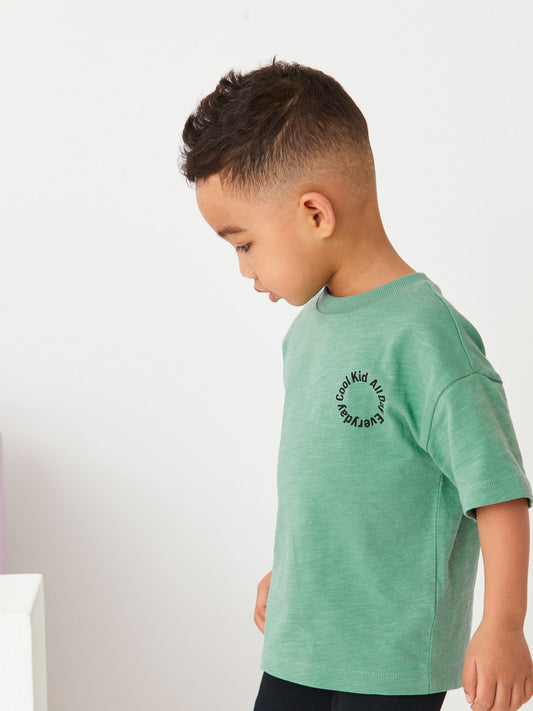 Green/Black Oversized Short Sleeves 100% Cotton T-Shirt and Leggings Set (3mths-7yrs) image 2