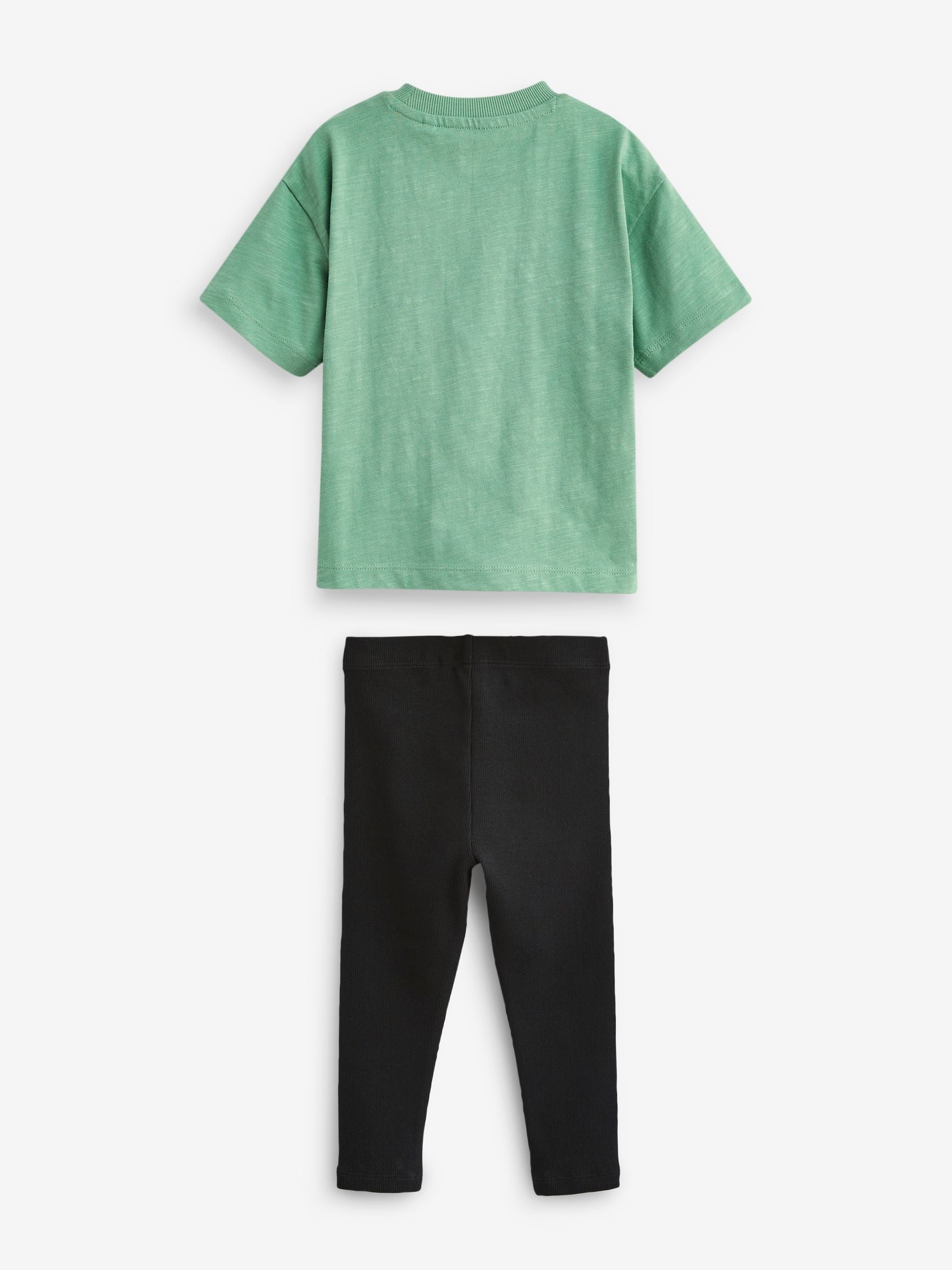 Green/Black Oversized Short Sleeves 100% Cotton T-Shirt and Leggings Set (3mths-7yrs) image 5