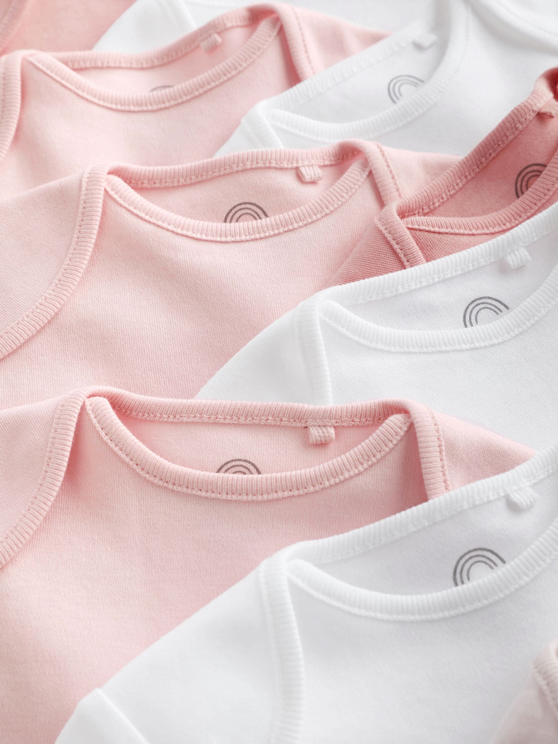 Pink/White 10 Pack Essential Short Sleeve Baby Bodysuits image 6