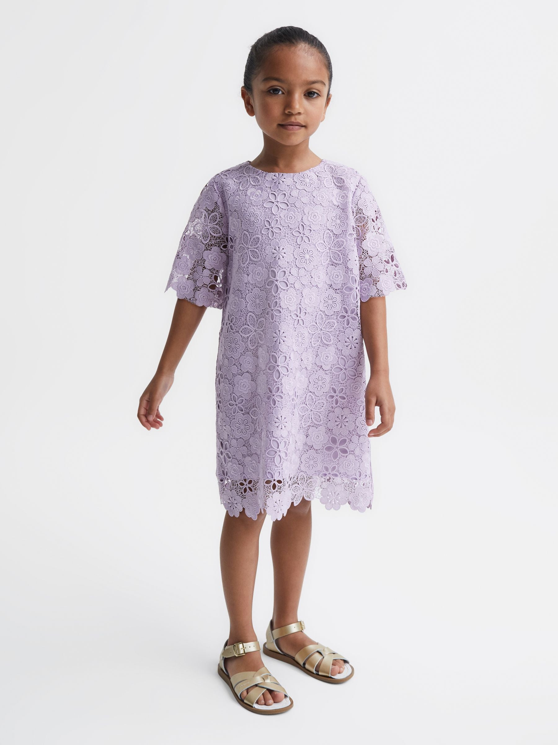 Reiss Lilac Susie 4-9 yrs Lace T-Shirt Dress image 1