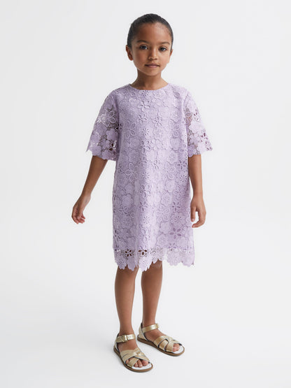 Reiss Lilac Susie 4-9 yrs Lace T-Shirt Dress image 1