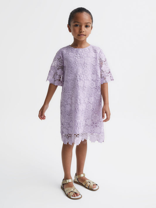 Reiss Lilac Susie 4-9 yrs Lace T-Shirt Dress image 1