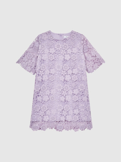 Reiss Lilac Susie 4-9 yrs Lace T-Shirt Dress image 2