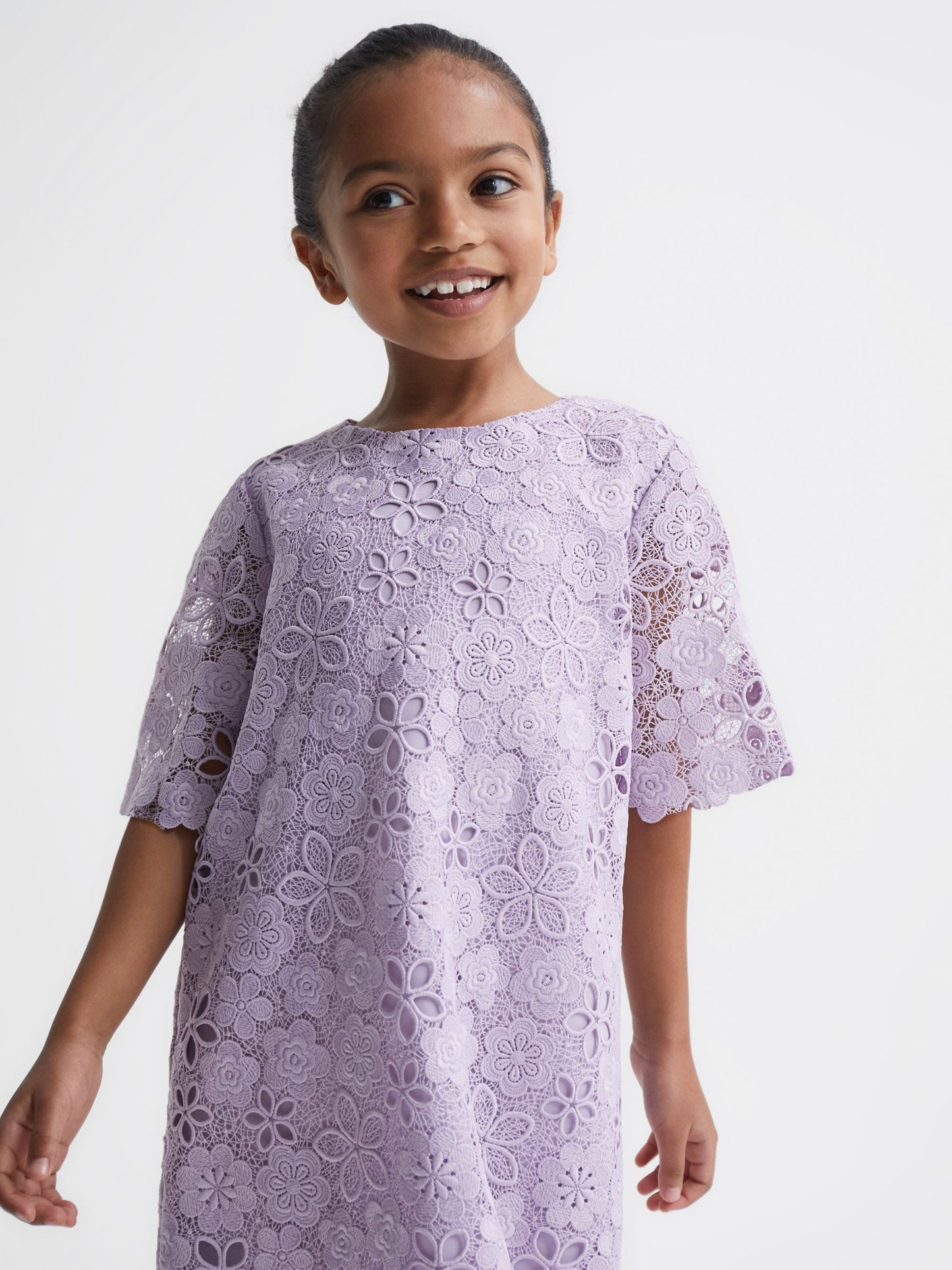 Reiss Lilac Susie 4-9 yrs Lace T-Shirt Dress image 3