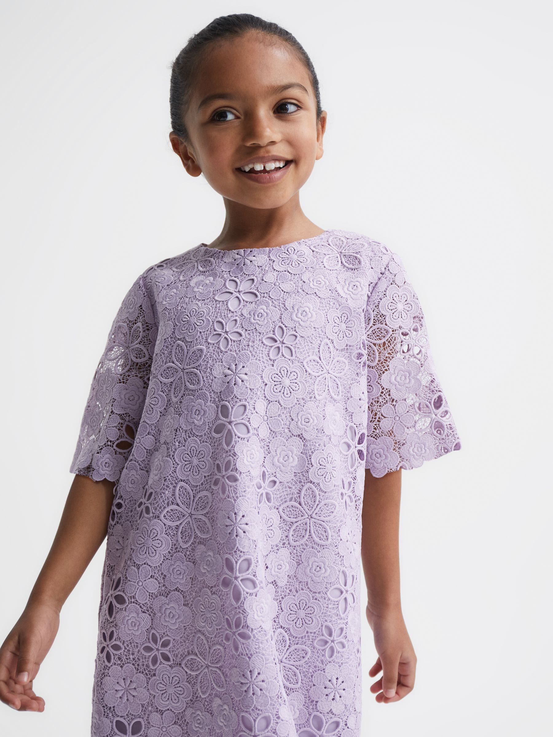 Reiss Lilac Susie 4-9 yrs Lace T-Shirt Dress image 3