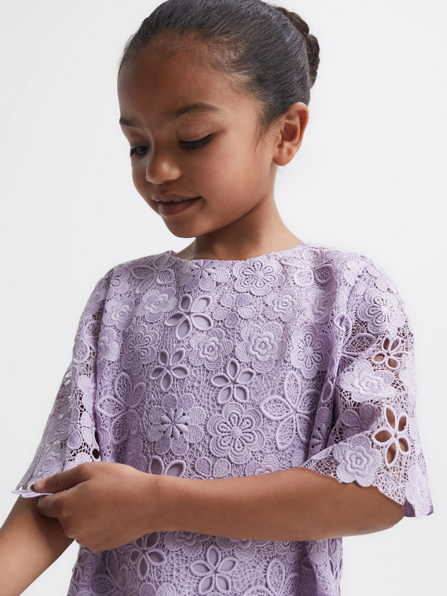 Reiss Lilac Susie 4-9 yrs Lace T-Shirt Dress image 4
