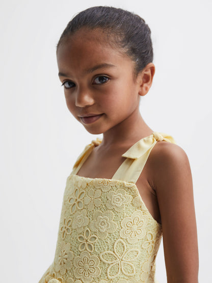 Dsiney Kidz - Reiss Lemon Bethany 4-9 yrs Bow Strap Lace Dress image 4