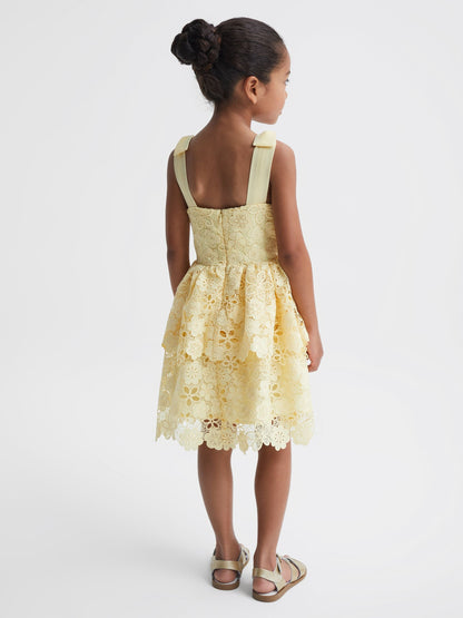 Dsiney Kidz - Reiss Lemon Bethany 4-9 yrs Bow Strap Lace Dress image 5