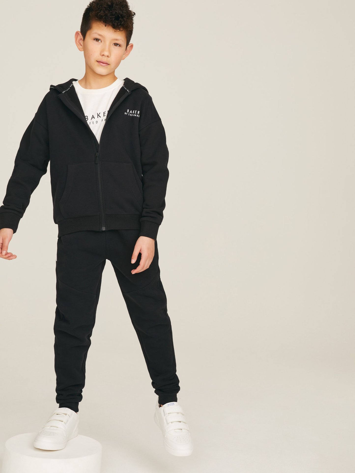 Dsiney Kidz - Baker by Ted Baker Black Baker by Ted Baker Zip Through Hoodie and Jogger Set image 1