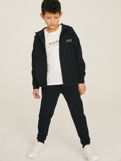 Dsiney Kidz - Baker by Ted Baker Black Baker by Ted Baker Zip Through Hoodie and Jogger Set image 2