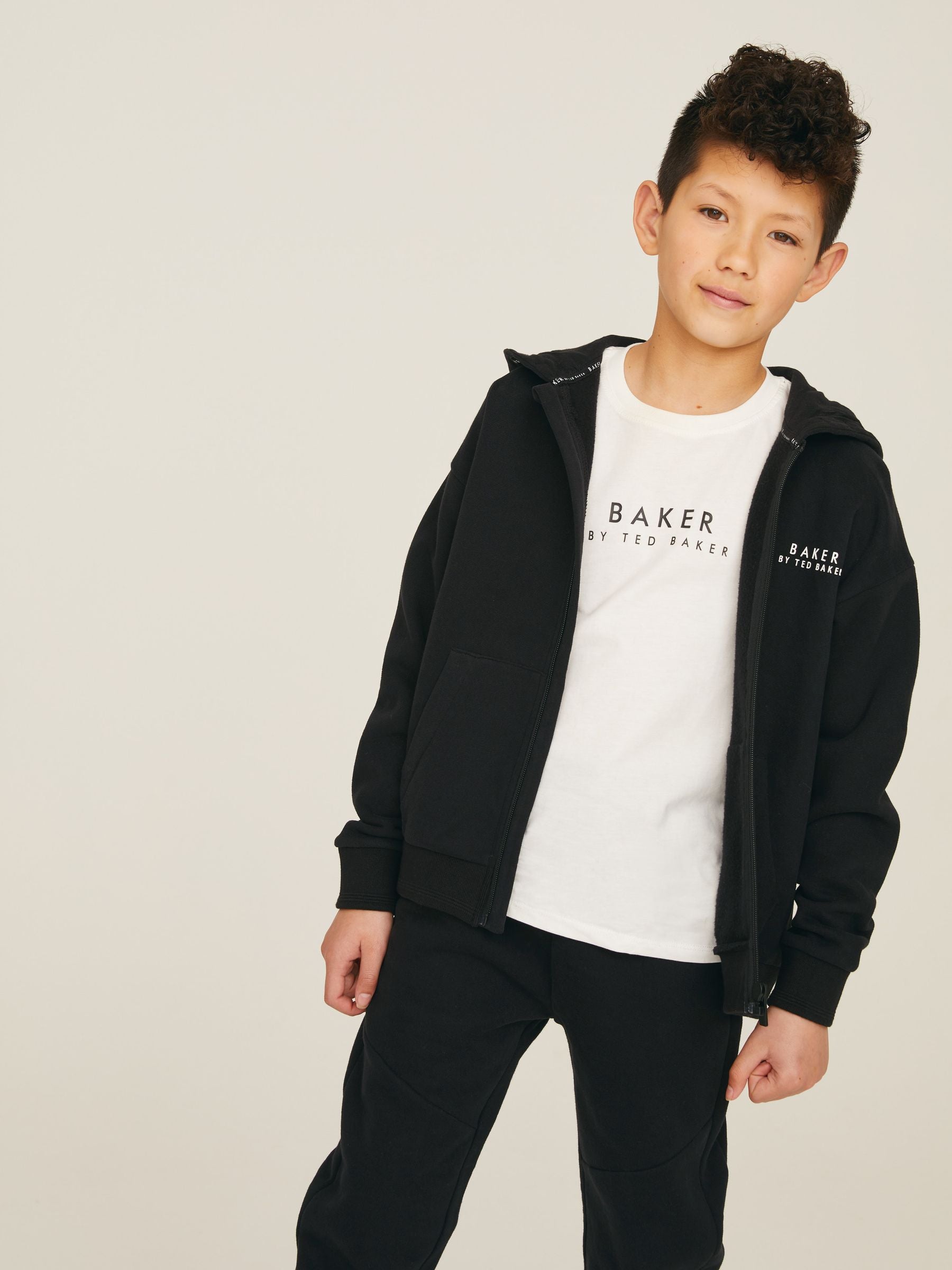 Dsiney Kidz - Baker by Ted Baker Black Baker by Ted Baker Zip Through Hoodie and Jogger Set image 3