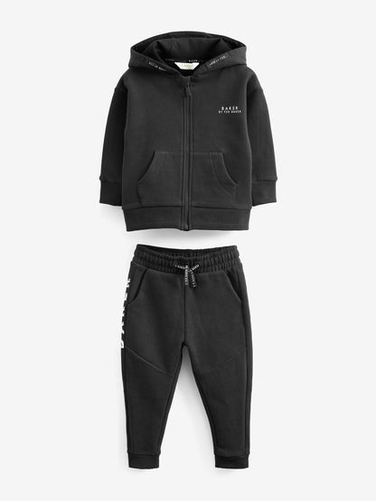 Dsiney Kidz - Baker by Ted Baker Black Baker by Ted Baker Zip Through Hoodie and Jogger Set image 7