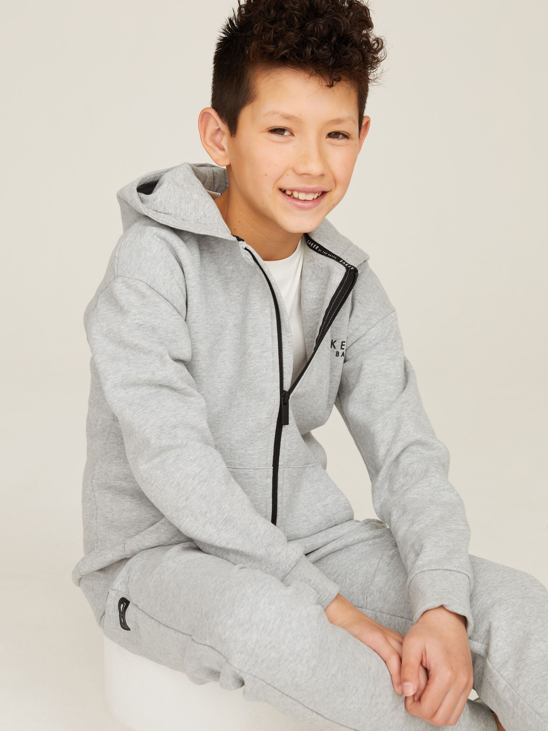 Dsiney Kidz - Baker by Ted Baker Grey Baker by Ted Baker Zip Through Hoodie and Jogger Set image 2