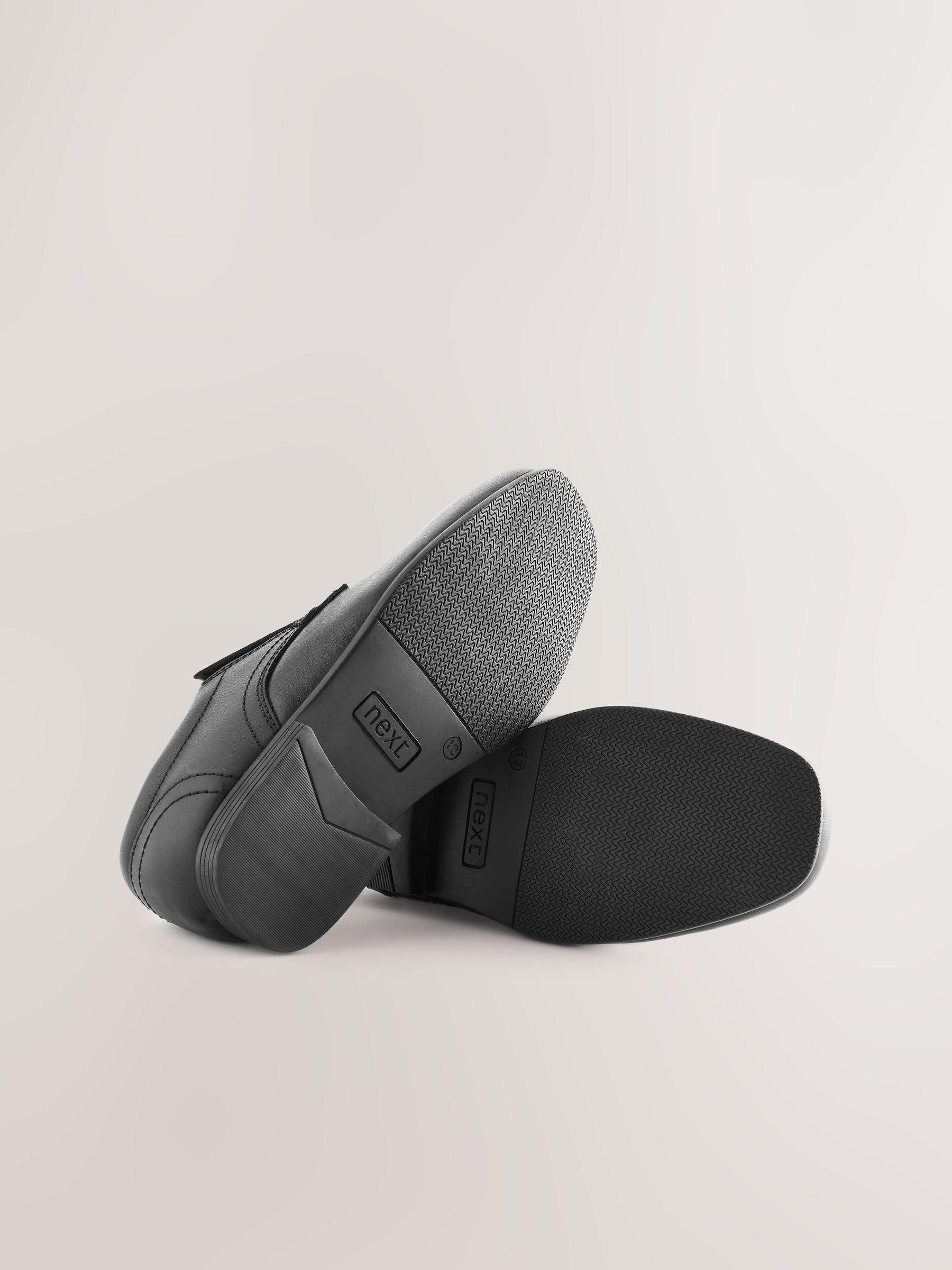 Black Wide Fit (G) School Leather Lace-Up Shoes image 4