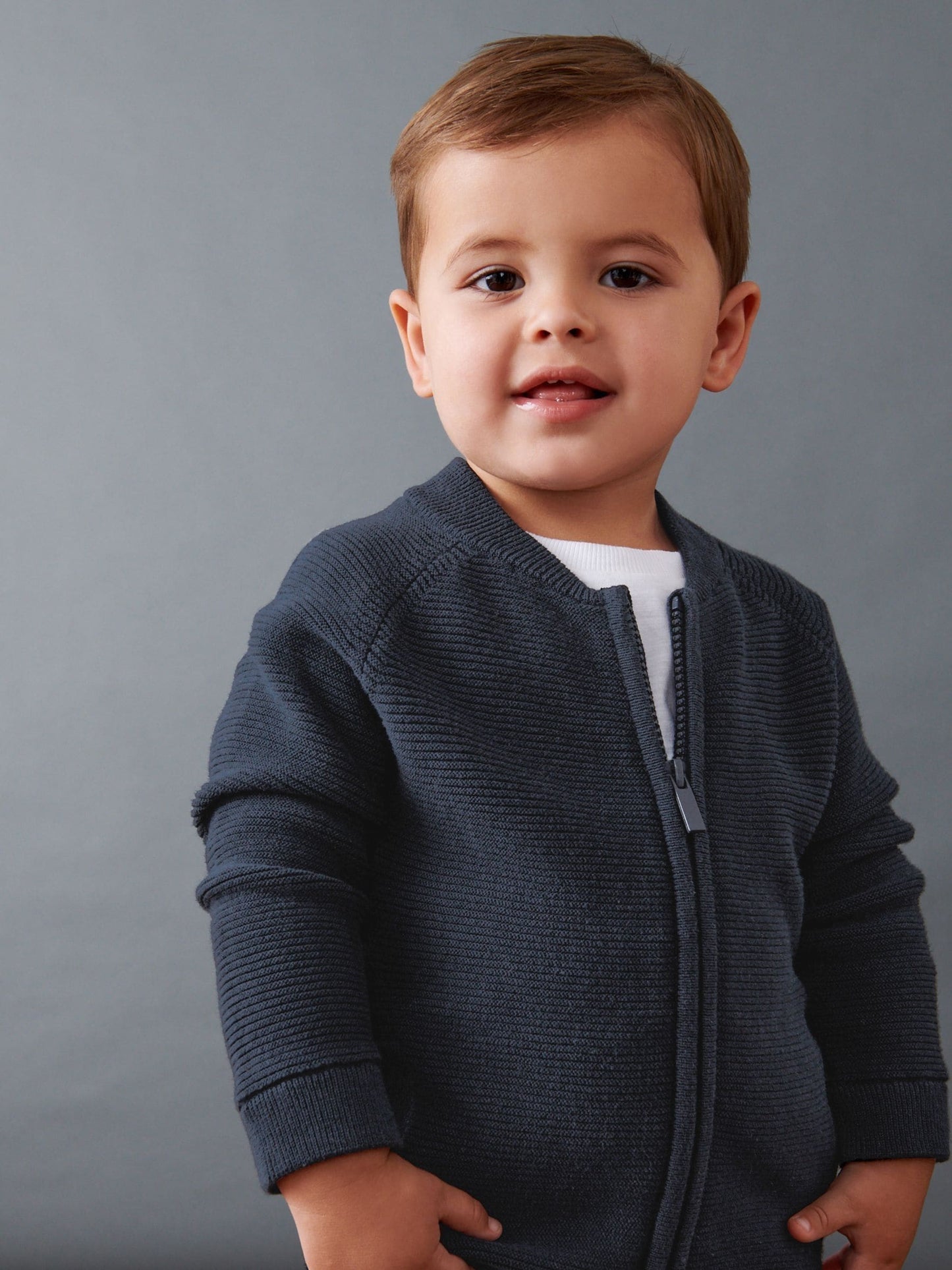Navy Zip Through Cardigan (3mths-7yrs)
