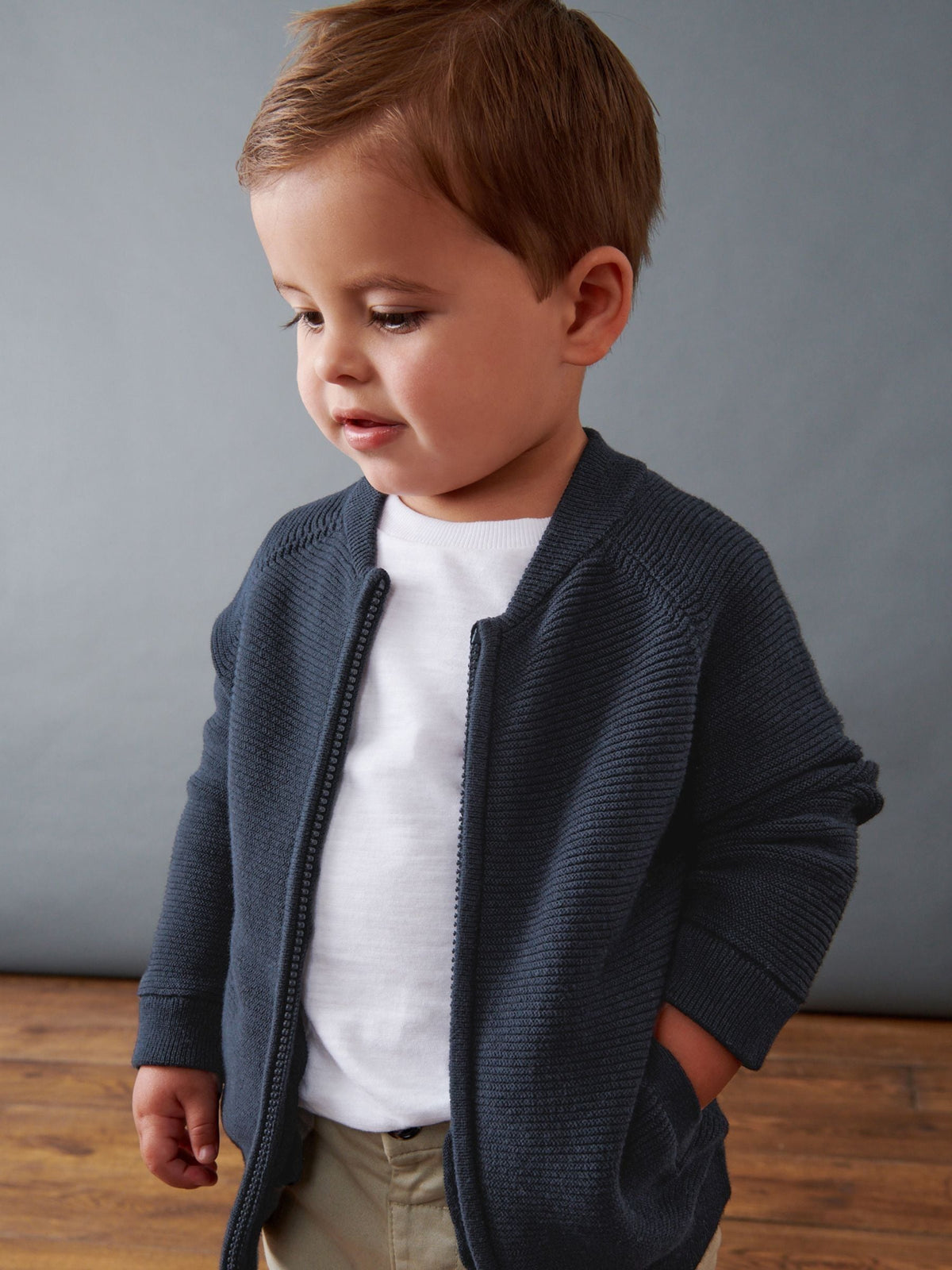 Navy Zip Up Cardigan (3mths-7yrs) - image 2