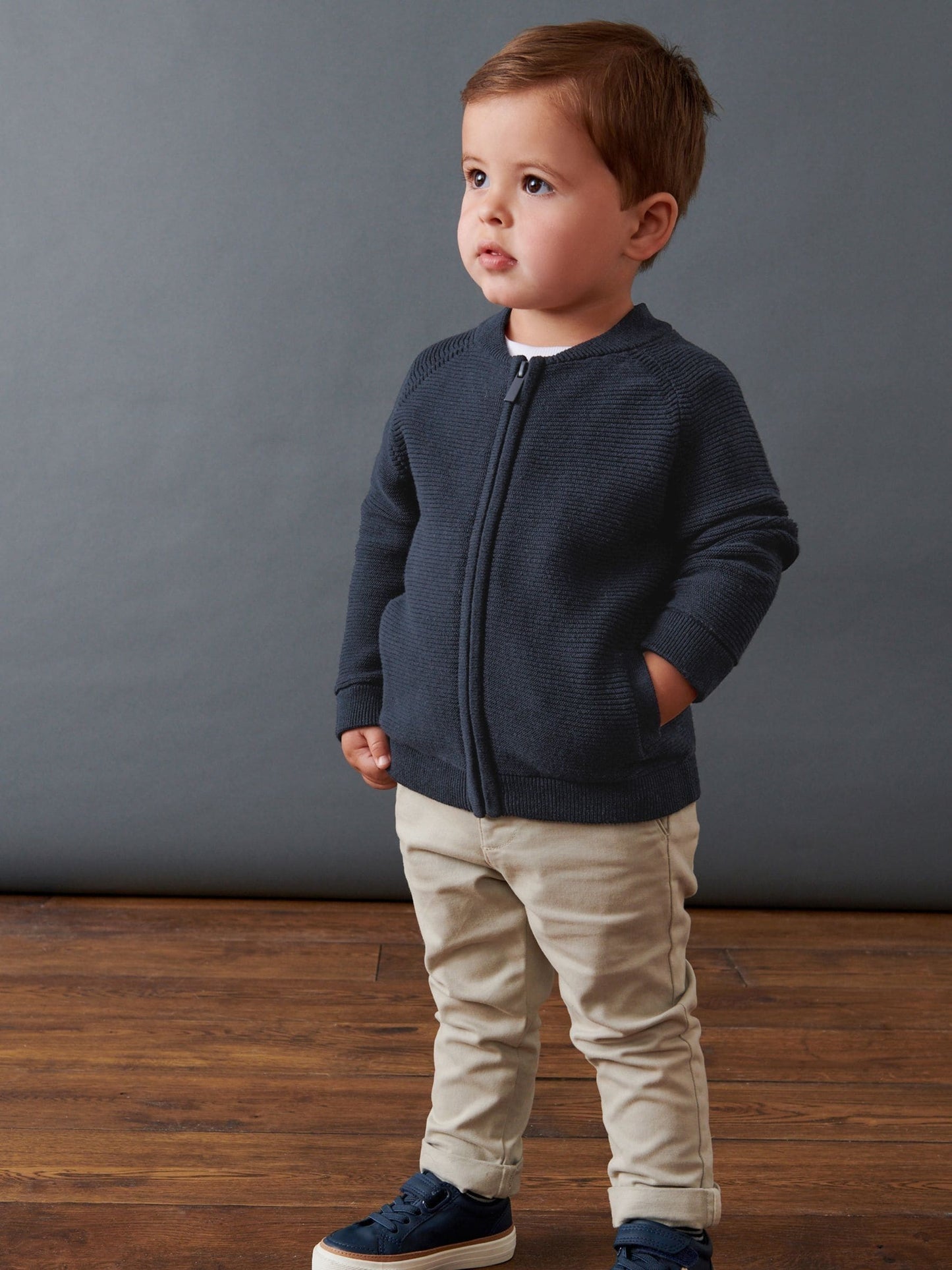 Navy Zip Through Cardigan (3mths-7yrs)
