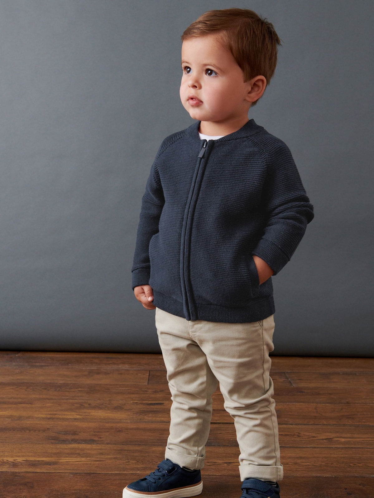 Navy Zip Up Cardigan (3mths-7yrs) - image 3