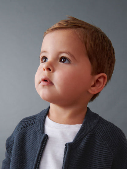 Navy Zip Through Cardigan (3mths-7yrs)