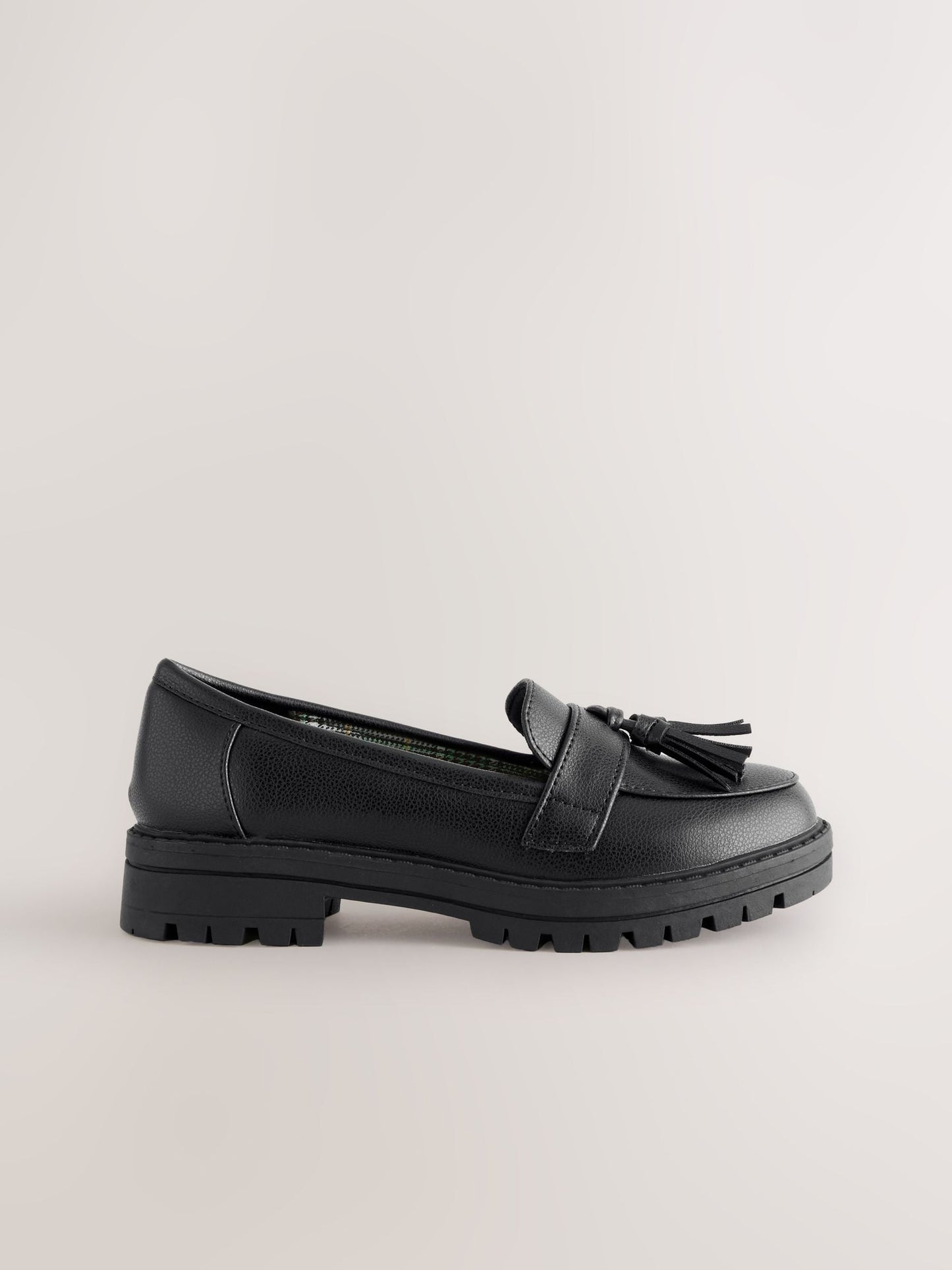 Matt Black Standard Fit (F) School Chunky Tassel Loafers image 2