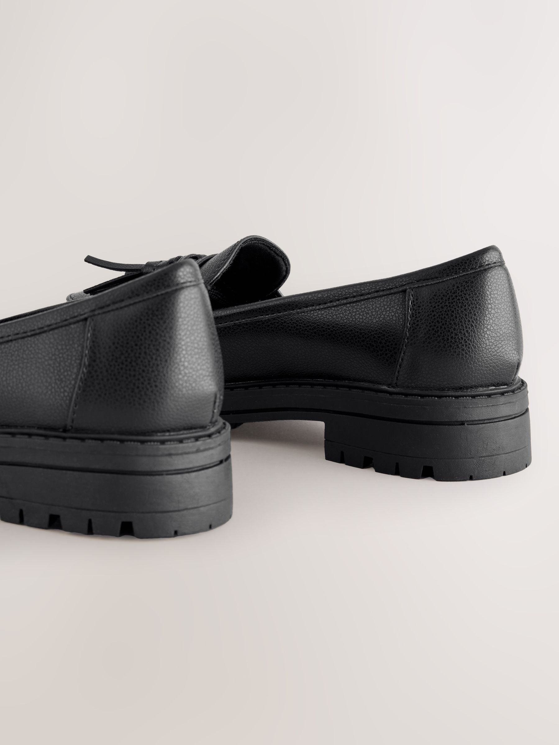 Matt Black Standard Fit (F) School Chunky Tassel Loafers image 4