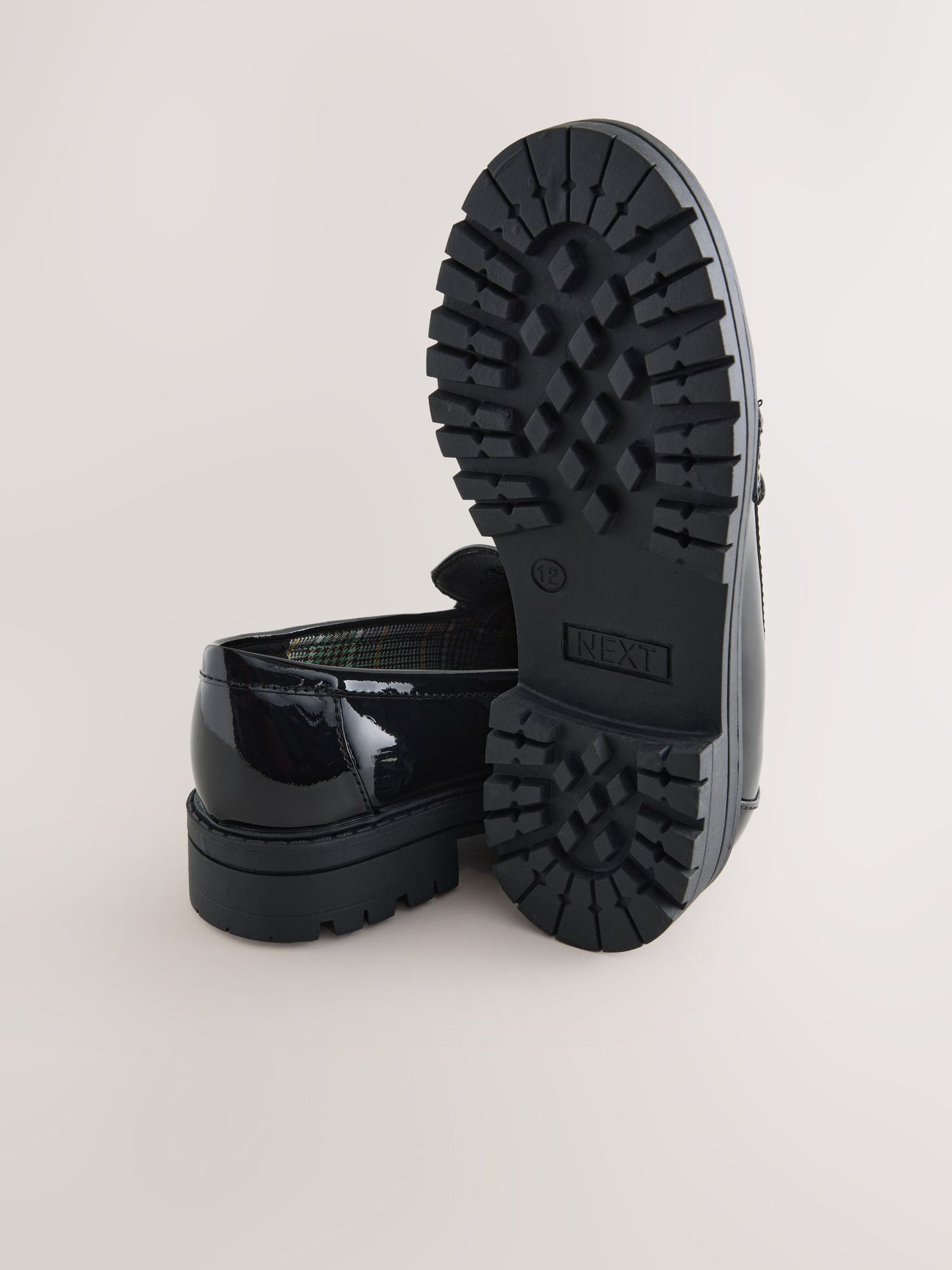 Black Patent Standard Fit (F) School Chunky Tassel Loafers image 5