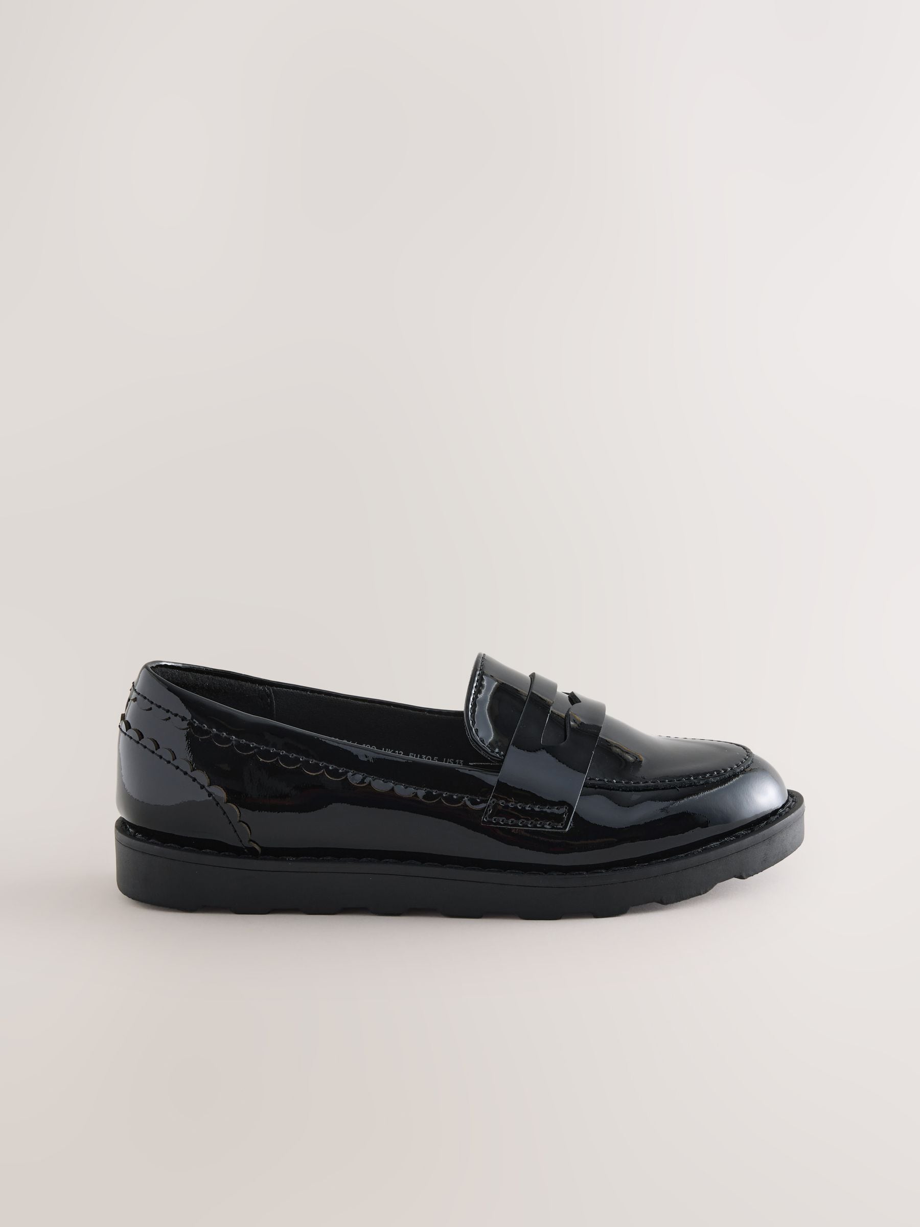 Black Patent School Leather Slim Sole Loafers image 2