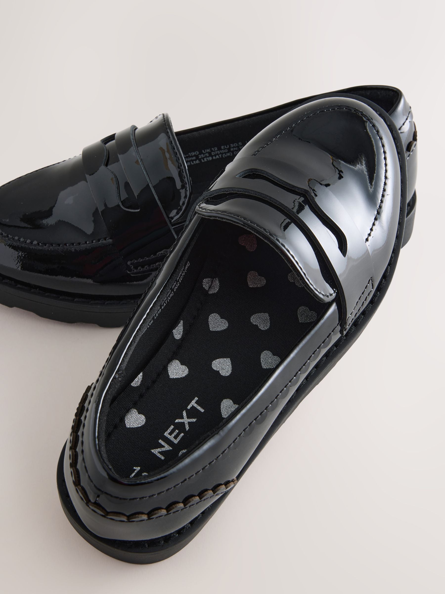 Black Patent School Leather Slim Sole Loafers image 4