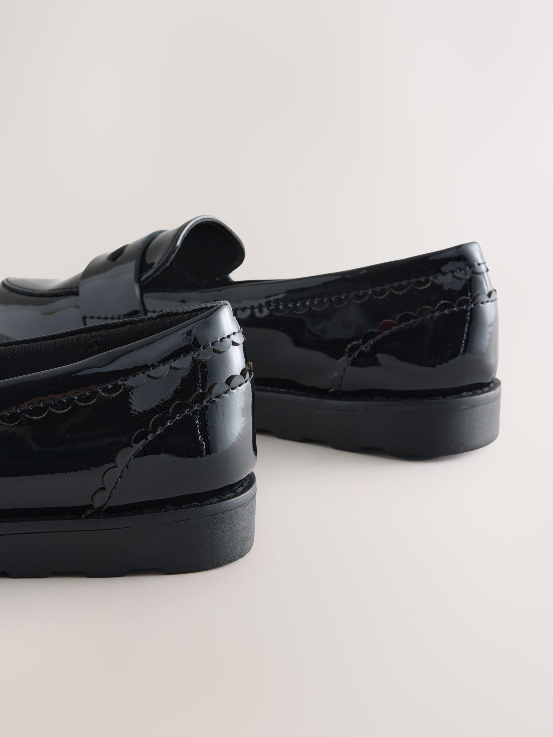 Black Patent School Leather Slim Sole Loafers image 5