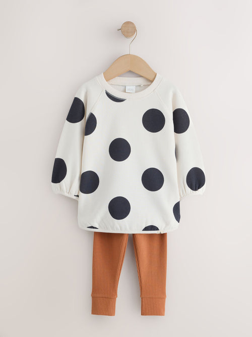 Dsiney Kidz - Cream Mono Spot Sweatshirt and Leggings Set (3mths-7yrs) image 1
