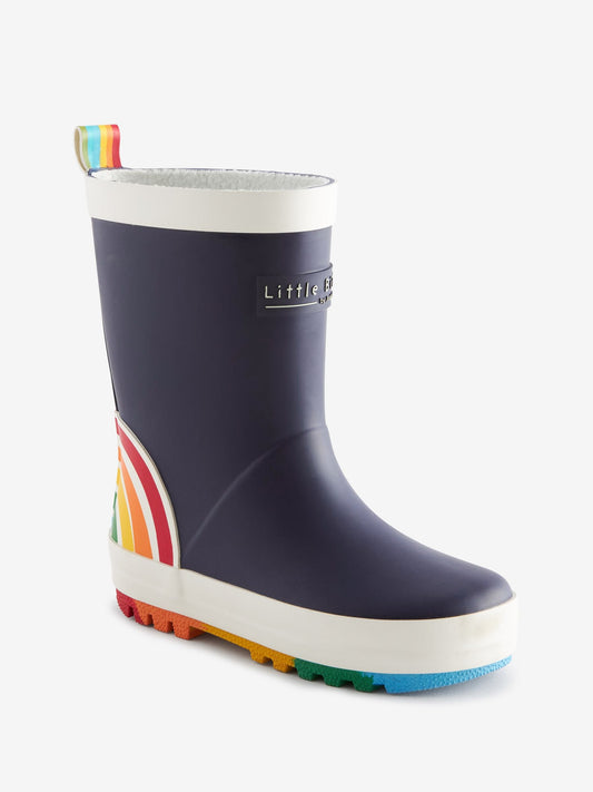 Little Bird by Jools Oliver Navy Rainbow Welly Boots image 1