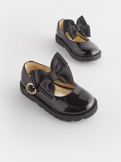 Black Standard Fit (F) Chunky Bow Mary Jane Shoes image 2