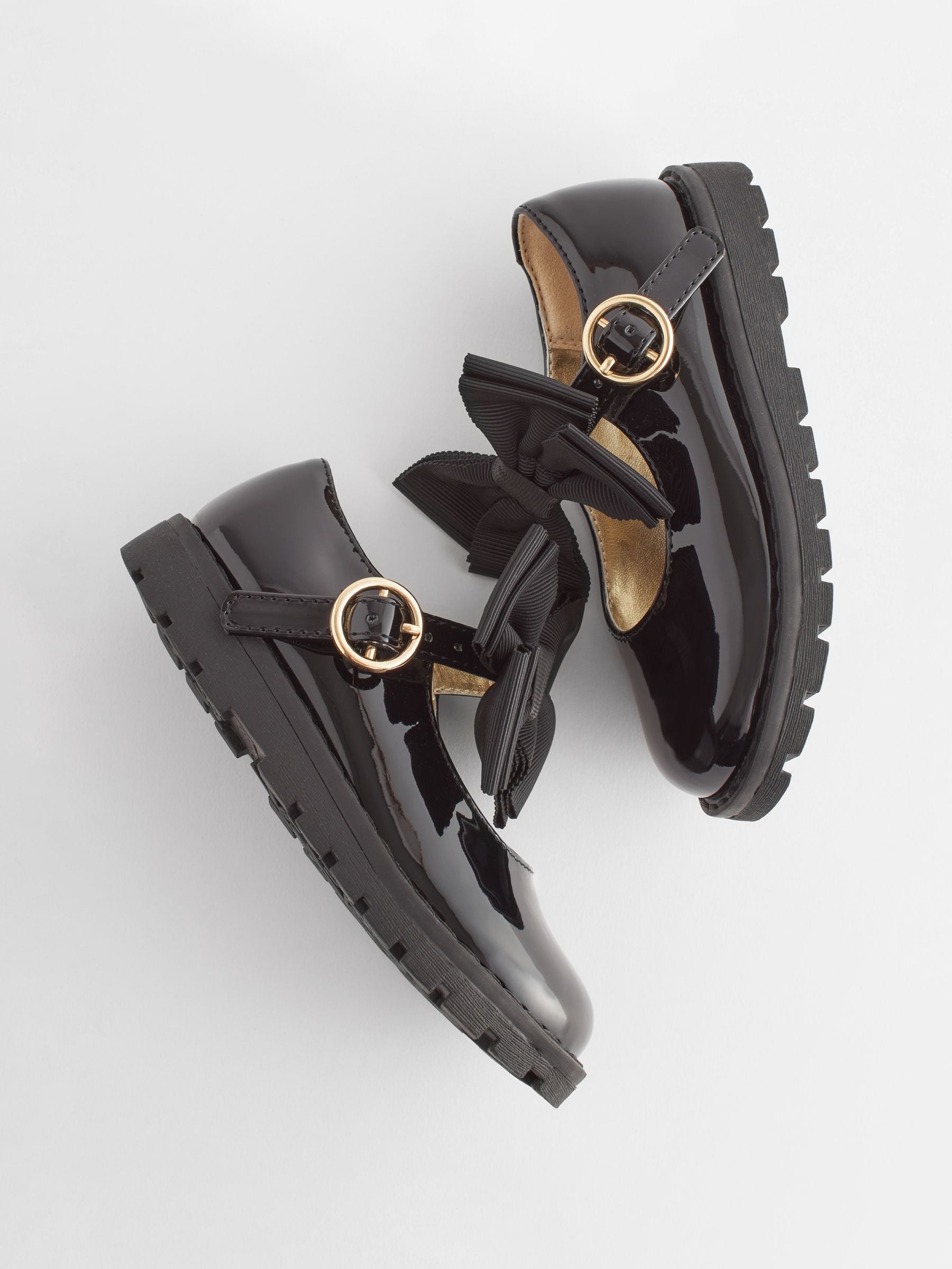 Black Standard Fit (F) Chunky Bow Mary Jane Shoes image 5